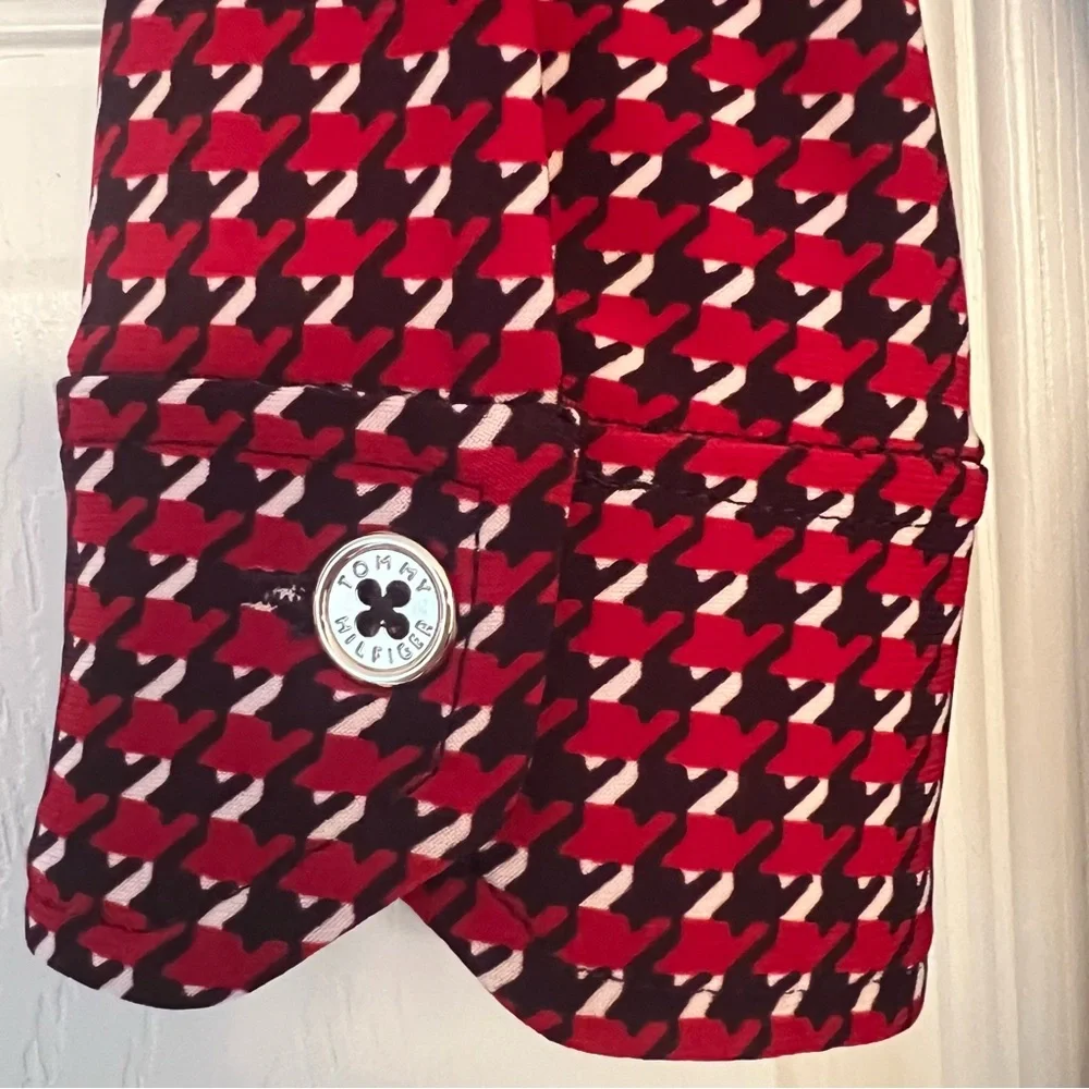 Tommy Hilfiger-Houndstooth Jersey Shirtdress With Belt-Sleeves-Size 4 Petite - Picture 7 of 11